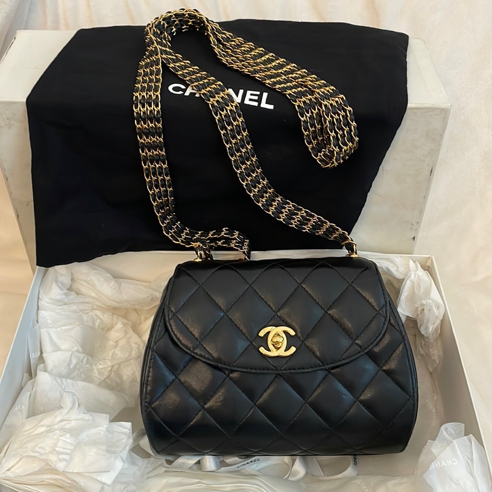 Chanel Vintage Quilted Multi-chain 24K Gold  Coated Hardware Mini Crossbody Bag